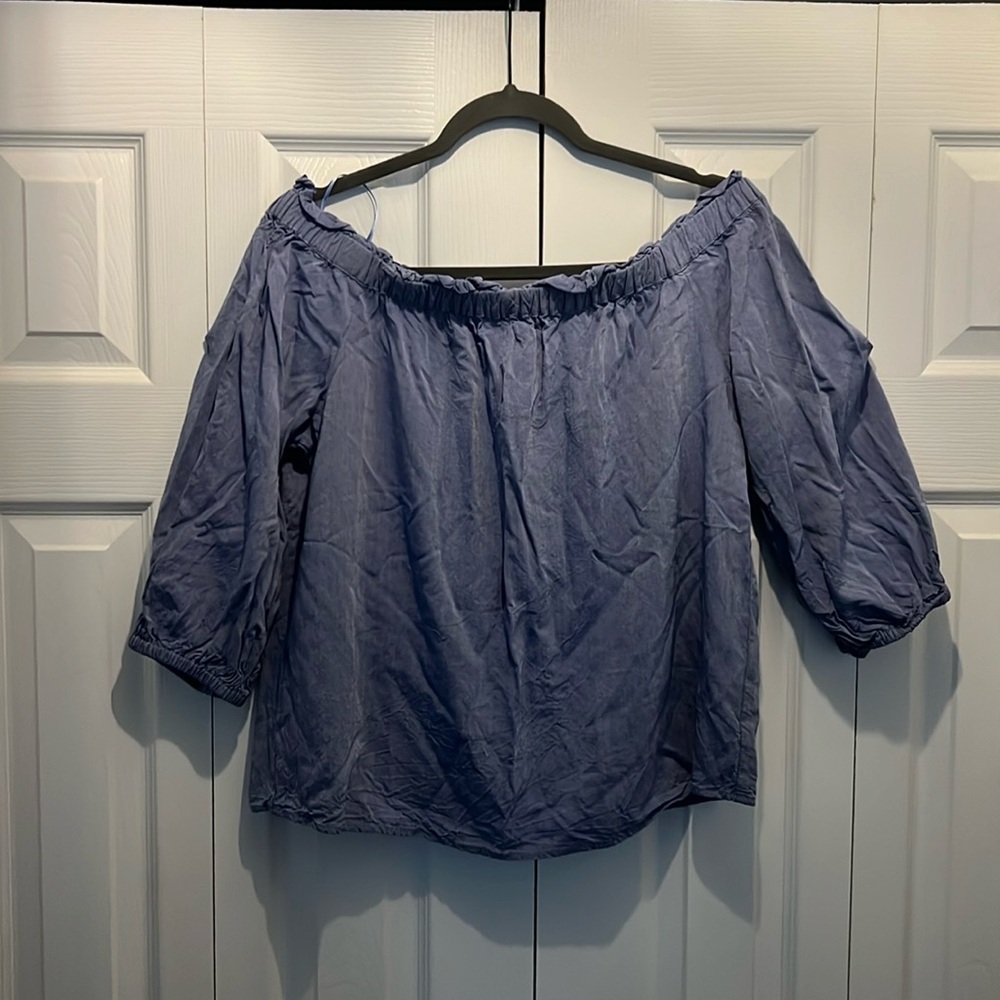 Banana Republic- Off the shoulder blue linen top-Large